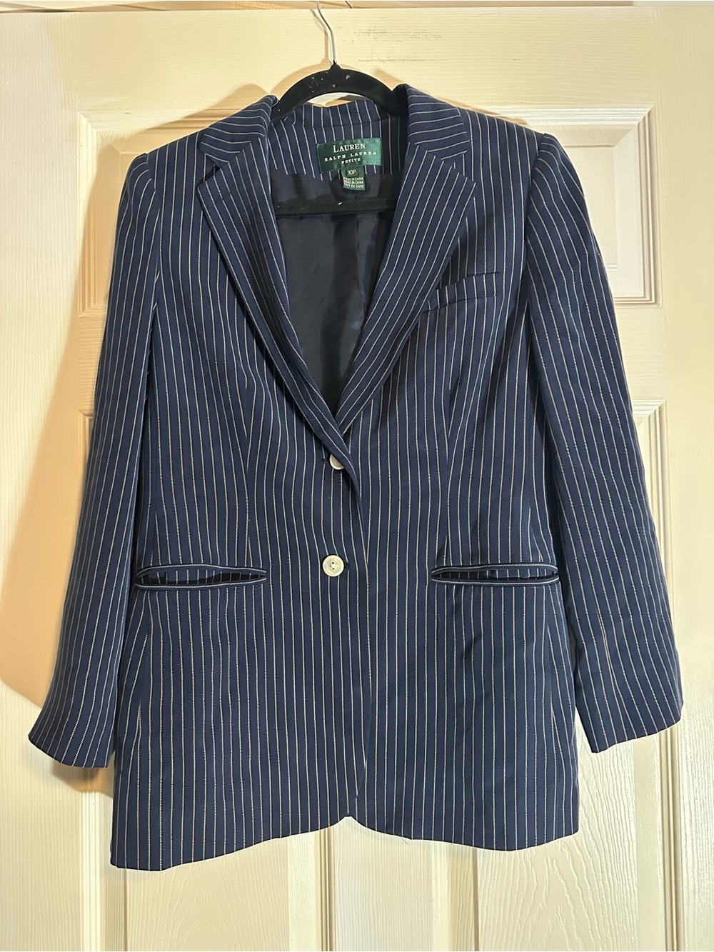 Ralph Lauren Navy Pinstripe Single-Button Blazer